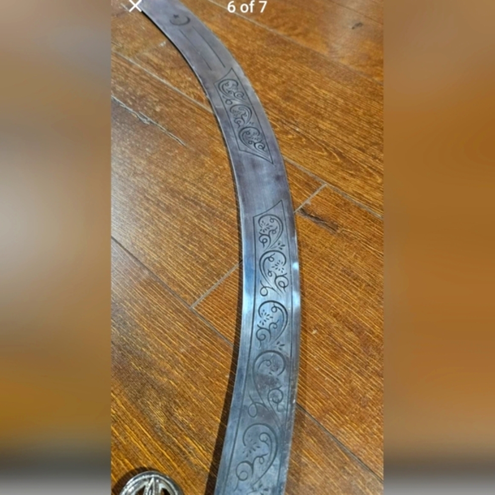 Beautiful and Unique Metal Bellydance Sword with ornate etched detail - Picture 7 of 8